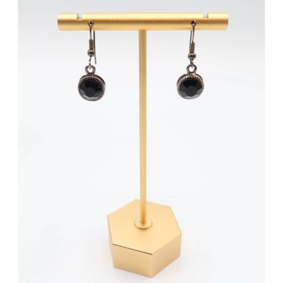 Gunmetal & Black Smokey Rhinestone Y Necklace Bracelet Drop Earring Set - Picture 6 of 10